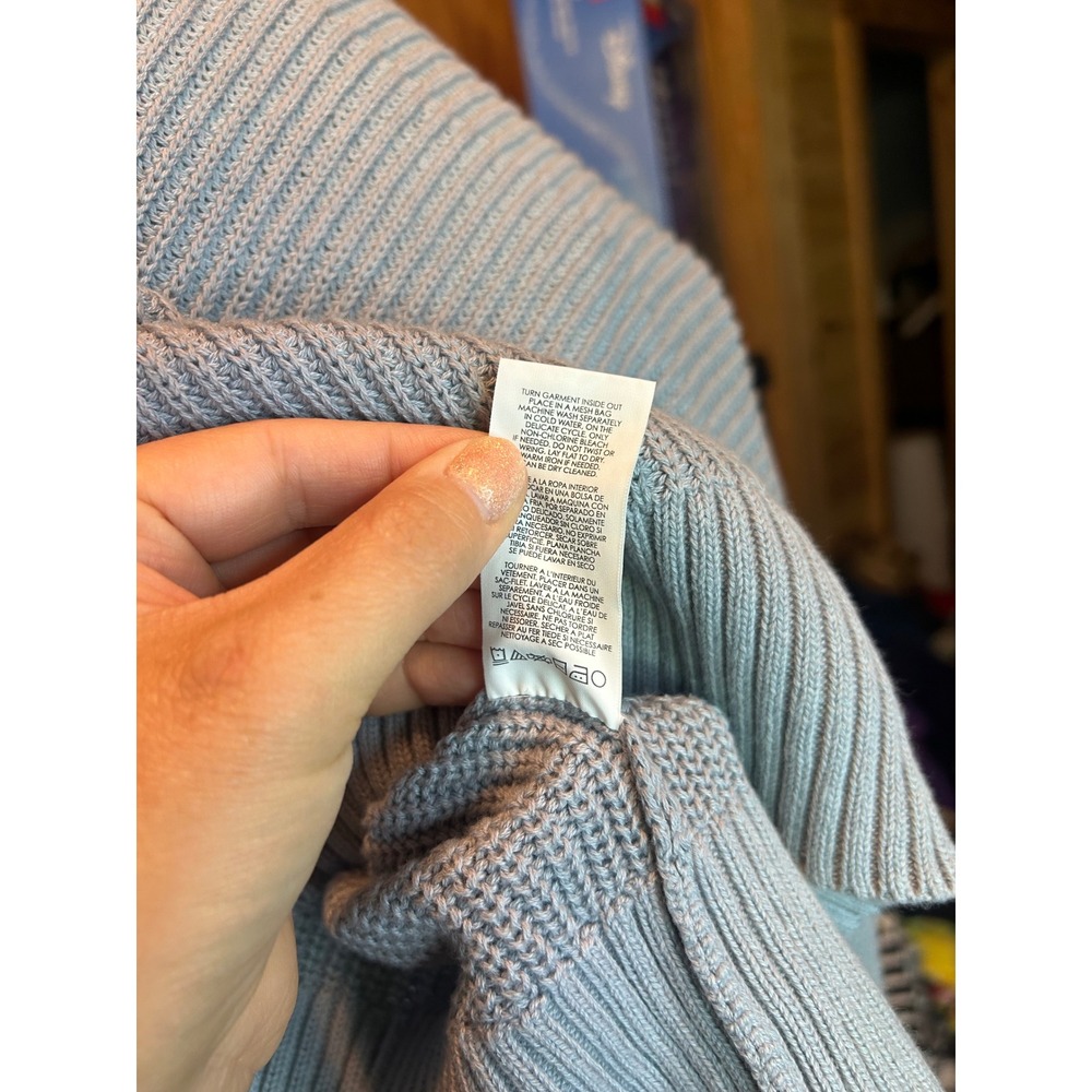 Cabi Fair Play Sweater Icy Blue Ribbed Knit Back Zip 3522 XL NWT Reversible - Picture 12 of 12